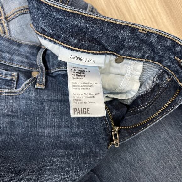 PAIGE Verdugo Ankle Distressed Blue Jeans Size W31 - Picture 9 of 11